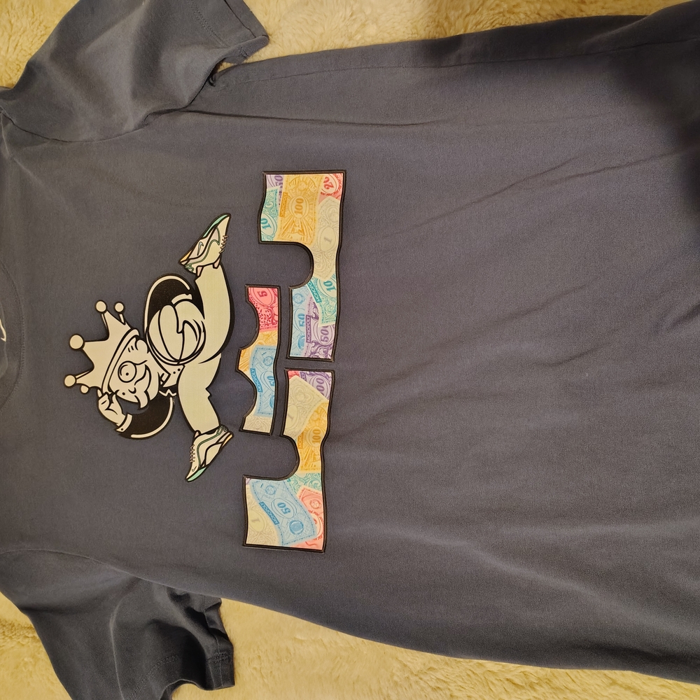 Nike Gray Graphic Tee with Multicolor Design